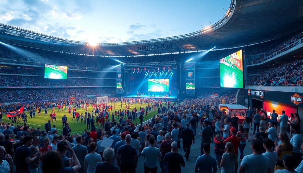 Фан-зона на стадионе: атмосфера и фото‑материалы - иллюстрация